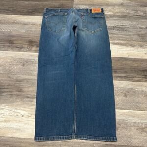 Levis 505‎ Red Tab Blue Mens 38x30 Straight Medium Wash Faded Front Denim Jeans